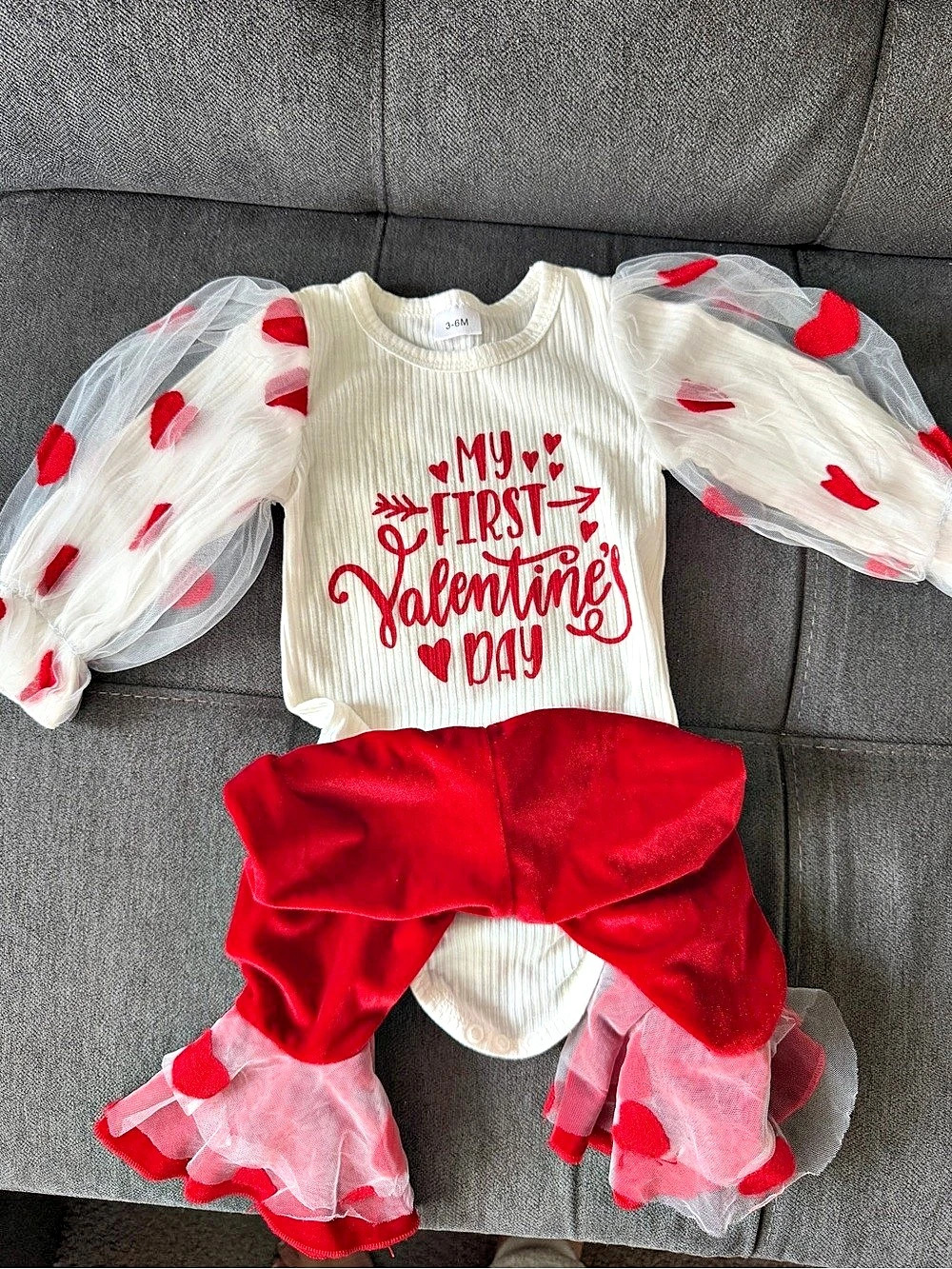 Kids Valentine's Day Matching Set in Red & White Like New